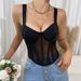 Lace Camisole Push Up Fishbone Bra See Through Mesh Wrap Corset Underwire Waist For Women Hot Girl_ecoleips.com