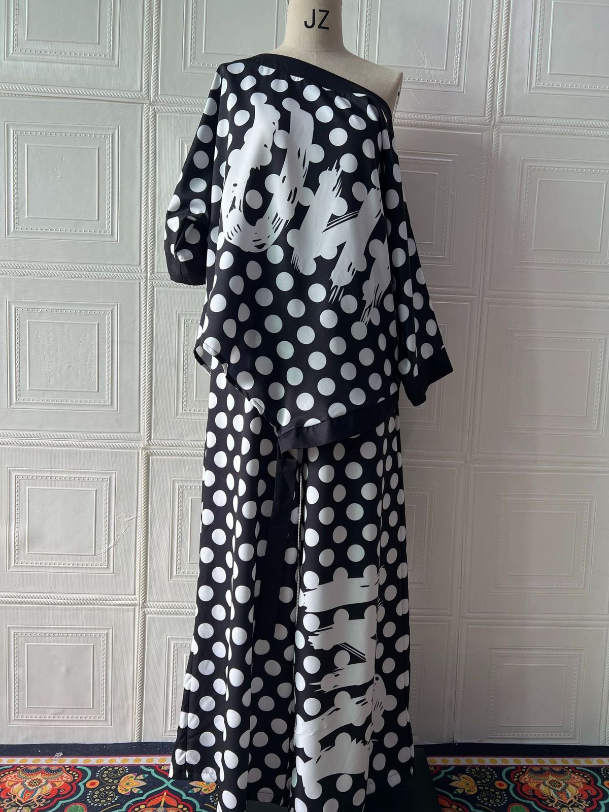Summer New Arrival Sexy Fashionable Polka Dot Print Two Piece Set Wide Leg Pants TopStyle Plus Size_ecoleips.com
