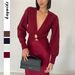 Diyun European And American Casual Simple Style Deep V High-End T-Shirt Sweater Women's Fashion 2025 Autumn_ecoleips.com
