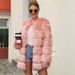 Women's Faux Fox Fur Coat – Luxe Long Winter Coat With Windbreaker Design (Black/Pinkish/Light Gray, S-XXXL)_ecoleips.com