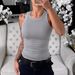 Women's Clothing Slim Fit Sleeveless Vest Solid Color Summer Top Plus Size Tank Camis_ecoleips.com