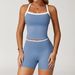 Nude Color Block Cross Back Yoga Set Tight Fitting Women's Sportswear Fitness Running Outfit_ecoleips.com