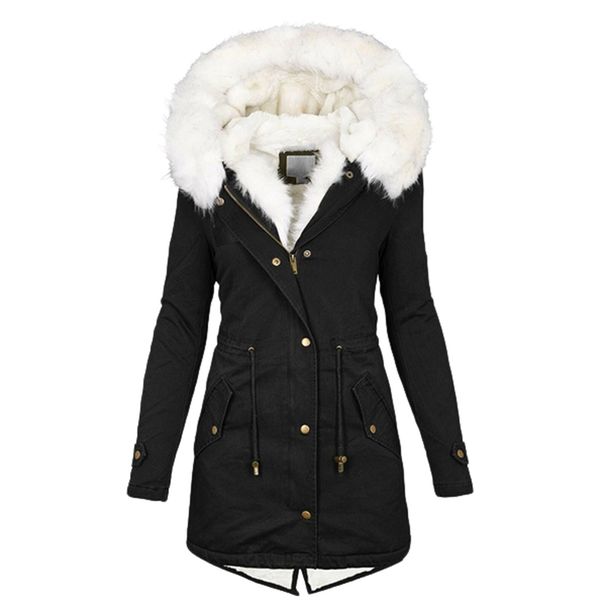 Girl 2025 European And American Cross-Border New Style Top Parka Waist-Cinching Fleece-Lined Collar Pocket Women's_ecoleips.com