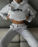Women's Clothing autumn and winter new casual plus velvet long sleeved hooded printed sweater trousers suit for women_ecoleips.com