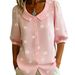 Women's Clothing Loose Fitting Puff Sleeved Printed Peter Pan Collar Women's Shirt Bestseller_ecoleips.com