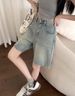 Retro Hong Kong Style Women's Denim Shorts Solid Color Loose Fit Summer Trendy Outdoor Wear Five Point Popular Pants_ecoleips.com