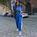 Women's Clothing Street Women's Casual Long Sleeved Zipper Waist Top Drawstring Straight Pants Suit_ecoleips.com