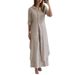 2024 Women's Urban Elegant Cotton Linen Slim Waist Long Shirt Wide Leg Pants Suit Independent Station Summer Autumn Fashion Set_ecoleips.com