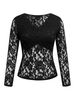 Women's Sexy Lace Top Solid Color Long Sleeve Casual Fashion Blouse For Office And Party Elegant England Style_ecoleips.com