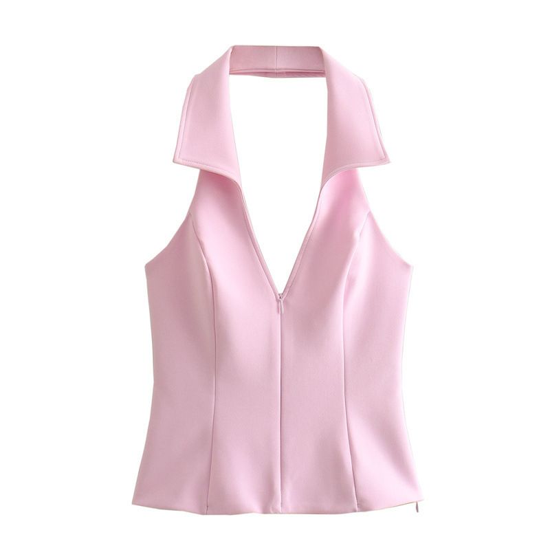 2025 Summer New Women's Halter Neck Backless Short Top Low Waist Skirt Pants Set3067407_ecoleips.com