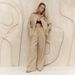 Women's Pure Cotton Long Sleeved Shirt Wide Leg Trousers Set Casual Flared Pants Suit Solid Color Style Summer_ecoleips.com