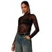 European And American Cross-border 2026 Spring New Lace Small Stand-up Collar Long-sleeve Sexy Slim-fit Women's_ecoleips.com