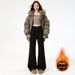 Factory Direct Black Non-Skinny Fleece-Lined Flared Jeans For Women, Autumn And Winter Thickened Loose Slimming_ecoleips.com