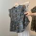 Women's Fashionable Floral Print Blouse Loose Fit Summer 2026 Style Chic And Youthful Thin Top with Flutter Sleeves_ecoleips.com