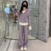 6493 Casual Sports For Women 2025 Korean Version Loose Design Hooded Sweatshirt Two-Piece Set_ecoleips.com