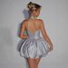 Elegant Halter Neck Women's Short Dress with Tie Bow 2025 Summer New Style Fashionable Street Style Slim Fit Puffy Skirt_ecoleips.com