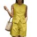 Women's Clothing Summer Sleeveless Vest Suit Women Office Short Suit Vintage Pocket Shorts Holiday 2 Piece Set_ecoleips.com