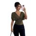 2026 European And American Fashion Elegant Hot Girl Solid Color Deep V-Neck Small Flutter Sleeve_ecoleips.com
