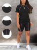 Women's Short Sleeve Round Neck Top & Shorts 2-Piece Set | Casual Summer Outfit | Lounge And Beach Coordinated Ensemble_ecoleips.com