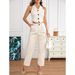 Women's Clothing Fashion Sleeveless Small Vest High Waist Temperament Straight Pants Two Piece Set_ecoleips.com
