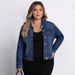K Large Size Women's Fashion New Denim Long Sleeved Top Jacket_ecoleips.com