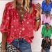 Women's Clothing Spring And Summer Star Printed Button Lapel Shirt _ecoleips.com