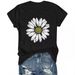 Floral Print Round Neck T-Shirt For Women – Oversized Short Sleeve Top (S-Xl, Black, Polyester, Casual & Boho Style)_ecoleips.com
