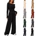 Women's Casual Suit Asymmetrical Long Sleeve T-Shirt Wide Leg Pants Sportswear_ecoleips.com