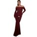 2024 Autumn Winter New European And American Style Women's Fashion Elegant Off-Shoulder Solid Color Long Sleeve Slim Fit_ecoleips.com