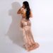 sexy feather suspender high slit sequin backless dress V-neck party nightclub style_ecoleips.com