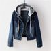 Women's Slim Fit Hooded Denim Jacket Long Sleeved Japanese Korean Style Spring Autumn Top For Students_ecoleips.com