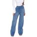 American-style High-waisted Straight Wide-leg Jeans For Women, With A Stylish Design, Loose Fit, Washed Blue, Casual_ecoleips.com