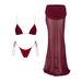 2026 New High Quality Elegant One Piece Swimsuit And Skirt Print Deep-V Lace-up Women Bikini Set Swimwear Party Bathing Suit_ecoleips.com