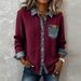 Women's Knitted Patchwork Denim Shirt Long Sleeved Cardigan Coat Autumn Winter Fashionable Versatile European American Style_ecoleips.com