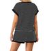 Casual Summer Striped T-Shirt & Shorts Set For Women - Breathable Polyester & Spandex Blend, Comfortable & Stylish Outfit_ecoleips.com