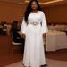 Women's Clothing Plus Size Clothes Inspired Elegant Tassel Dress – V-Neck Bell Sleeve Maxi Dress With Pleats, Matcha/White/Fuchsia/Pink/Black/Orange_ecoleips.com