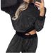 Women's Starry Sky Two Piece Set European American Style Autumn Winter Clothing Long Sleeved Round Neck Loose Top With Drawstring Wide Leg_ecoleips.com