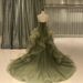 "Ethereal Forest Wedding Dress – Light Chiffon Studio Photography Gown, Fairy-Inspired Greens, XS-XXXL"_ecoleips.com