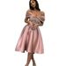 Women's clothing spring simple and elegant long slim sequined off-shoulder banquet evening dress dress_ecoleips.com