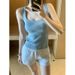 Purely Desirable Hot Girl Style Square-neck Ice Silk Tank Knitwear Women, Slim-fit Flattering, Suitable For Spring And_ecoleips.com