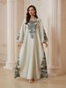 Women's Long Robe with Beaded Print round Neck Rhinestone Print Muslim Fashion Clothing SW2604_ecoleips.com