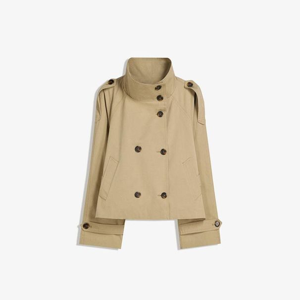 Retro Lapel Double Breasted Short Windbreaker Jacket For Women With Double Breasted Lace Up Versatile Long Sleeves New_ecoleips.com