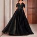 Women's Clothing Solid Color V Neck Sling Mesh Wedding Elegant Slim Big Swing Wedding Ladies Wedding Dress Evening Dress_ecoleips.com