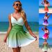 Women's One Piece Swimsuit European American Style Sexy Skirt Design Gradient Color Bikini Swimming Beachwear_ecoleips.com