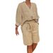 Voya Women's 2026 Summer New European And American Cotton-linen Women's Fashion Loose Casual Suit_ecoleips.com