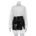Fashion Women's Spring Outfit Set Simple Loose White Shirt Waist Belt Short Skirt_ecoleips.com