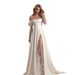 Women's Clothing New Light Wedding Dress Female One Shoulder Side Slit Lace Long Dress Couple Photo Travel Bride Wedding Dress_ecoleips.com