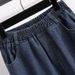 Real Shot Of Loose High-waisted Dark Wash Straight-leg Spring Women's Elastic Waist Plus-size Long Pants, Wide-leg_ecoleips.com