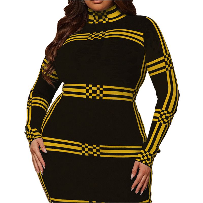 Women's Clothing Winter High Neck Long Sleeved Dress For Plus Size Women Style For Formal & Casual For Women_ecoleips.com
