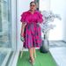 Women's Clothing A Line Skirts Africa Plus Size Floral Print Shirt Dress – A-Line Midi Dress With Collar (Orange/Fuchsia/Green/Black)_ecoleips.com